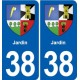 38 Moirans blason ville autocollant plaque stickers