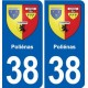 38 Moirans blason ville autocollant plaque stickers