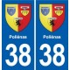 38 Moirans blason ville autocollant plaque stickers