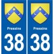 38 Moirans blason ville autocollant plaque stickers