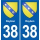 38 Moirans blason ville autocollant plaque stickers