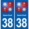 38 Moirans blason ville autocollant plaque stickers