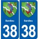 38 Moirans blason ville autocollant plaque stickers