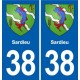 38 Moirans blason ville autocollant plaque stickers