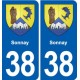 38 Moirans blason ville autocollant plaque stickers