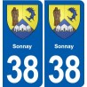 38 Moirans blason ville autocollant plaque stickers