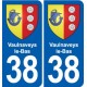 38 Moirans blason ville autocollant plaque stickers