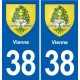 38 Moirans blason ville autocollant plaque stickers