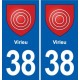 38 Moirans blason ville autocollant plaque stickers