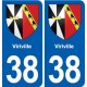 38 Moirans blason ville autocollant plaque stickers
