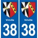 38 Moirans blason ville autocollant plaque stickers
