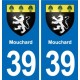 39 Orgelet autocollant plaque blason stickers département