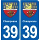 39 Orgelet autocollant plaque blason stickers département
