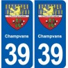 39 Orgelet autocollant plaque blason stickers département