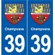 39 Champvans adesivo piastra emblema adesivi dipartimento