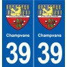 39 Champvans de la etiqueta engomada de la placa emblema de pegatinas departamento