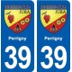 39 Orgelet autocollant plaque blason stickers département