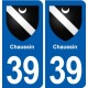 39 Orgelet autocollant plaque blason stickers département