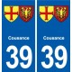 39 Orgelet autocollant plaque blason stickers département