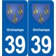 39 Orgelet autocollant plaque blason stickers département