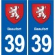 39 Orgelet autocollant plaque blason stickers département