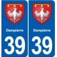 39 Orgelet autocollant plaque blason stickers département