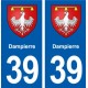 39 Orgelet autocollant plaque blason stickers département