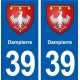 39 Orgelet autocollant plaque blason stickers département