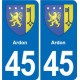 45 Chaingy blason ville autocollant plaque stickers