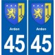 45 Chaingy blason ville autocollant plaque stickers