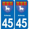 45 Chaingy blason ville autocollant plaque stickers