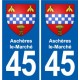 45 Chaingy blason ville autocollant plaque stickers