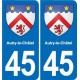 45 Chaingy blason ville autocollant plaque stickers