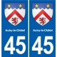 45 Chaingy blason ville autocollant plaque stickers