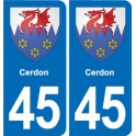 45 Chaingy blason ville autocollant plaque stickers