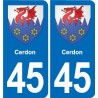 45 Chaingy blason ville autocollant plaque stickers