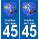 45 Chaingy blason ville autocollant plaque stickers