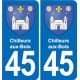45 Chaingy blason ville autocollant plaque stickers