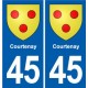 45 Chaingy blason ville autocollant plaque stickers