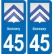 45 Chaingy blason ville autocollant plaque stickers