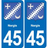 45 Chaingy blason ville autocollant plaque stickers