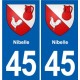 45 Chaingy blason ville autocollant plaque stickers