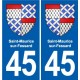 45 Chaingy blason ville autocollant plaque stickers