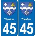 45 Chaingy blason ville autocollant plaque stickers
