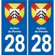 28 Cherisy blason autocollant plaque stickers ville