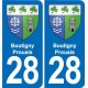 28 Cherisy blason autocollant plaque stickers ville