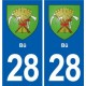 28 Bû escudo de armas de la etiqueta engomada de la placa de pegatinas de la ciudad