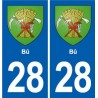 28 Bû escudo de armas de la etiqueta engomada de la placa de pegatinas de la ciudad