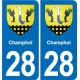 28 Cherisy blason autocollant plaque stickers ville