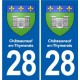 28 Cherisy blason autocollant plaque stickers ville